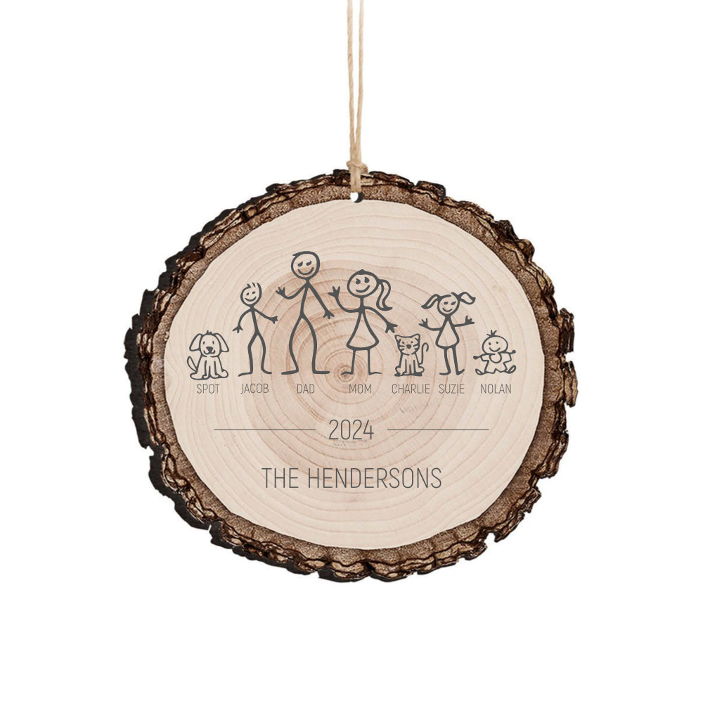 Wood Slice Family Ornament