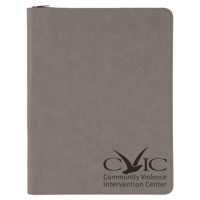 CVIC Zippered Leatherette Portfolio with Notepad
